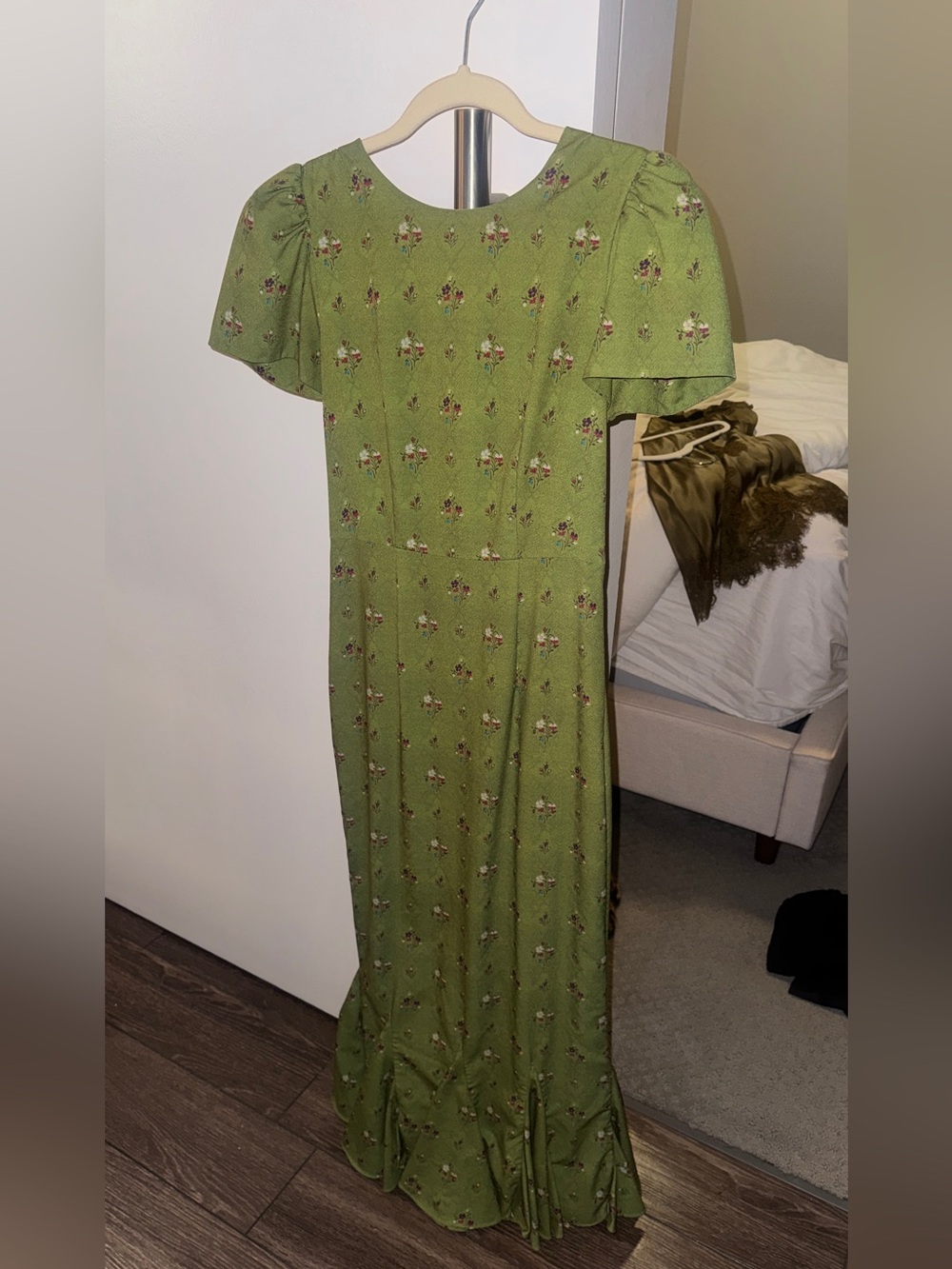 RHODE Olive Green Floral Maxi Dress